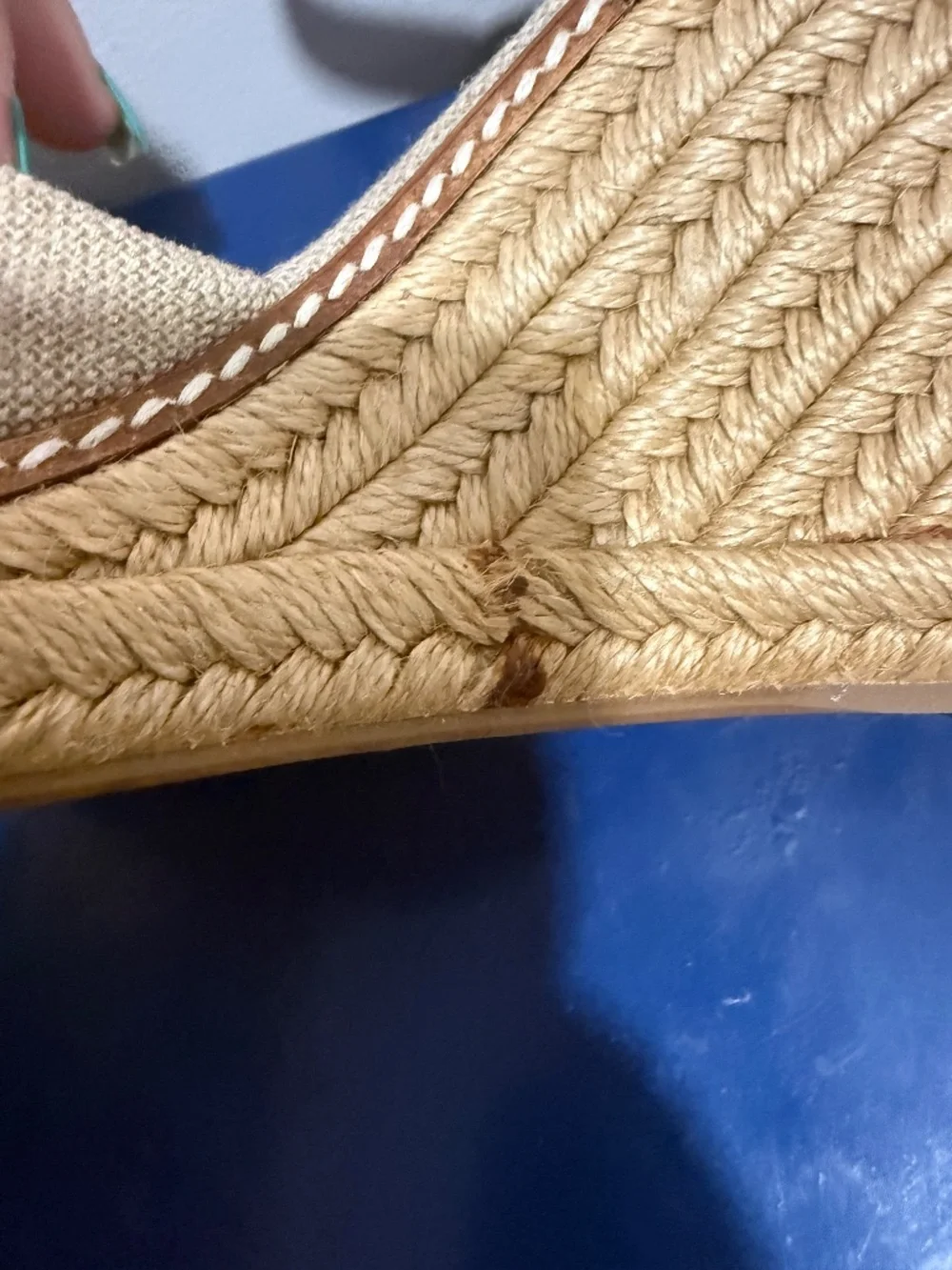Tory Burch Knotted Linen Espadrille Wedge Sandal Gold Natural 8B Ankle Strap